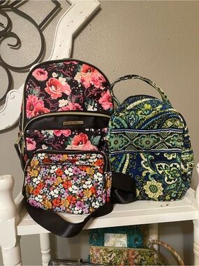 Floral Pattern Mini Backpack – Pink & Black by Unknown